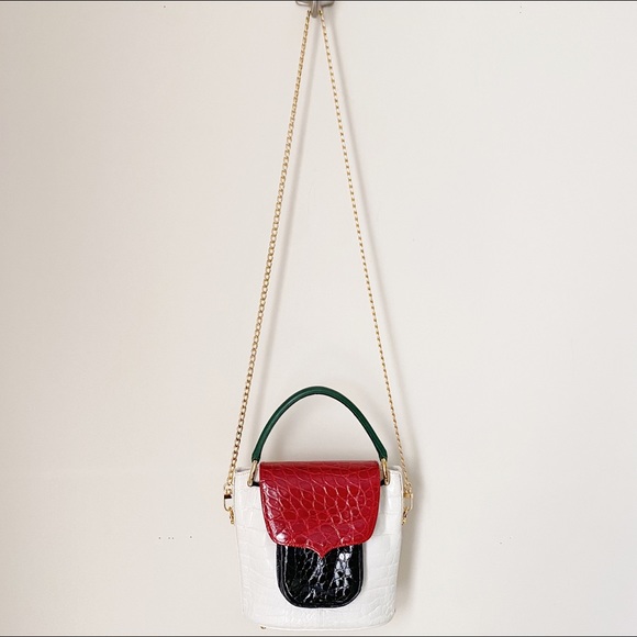 Lana Marks London Tri-Color Mini Alligator Top Handle Crossbody Bucket Bag Italy - Picture 2 of 10